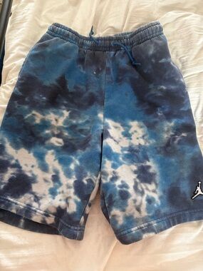 Jordan Blue and White Tie-Dye Sweatshorts